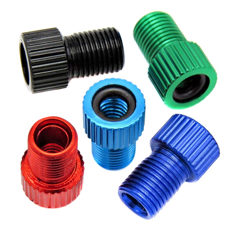 Bike Bits Presta Valve Adapter - Convert Presta to Schrader - French/UK to US - Inflate Tire Using Standard Pump or Air Compressor (5 Pack) (Multi) - Image 1